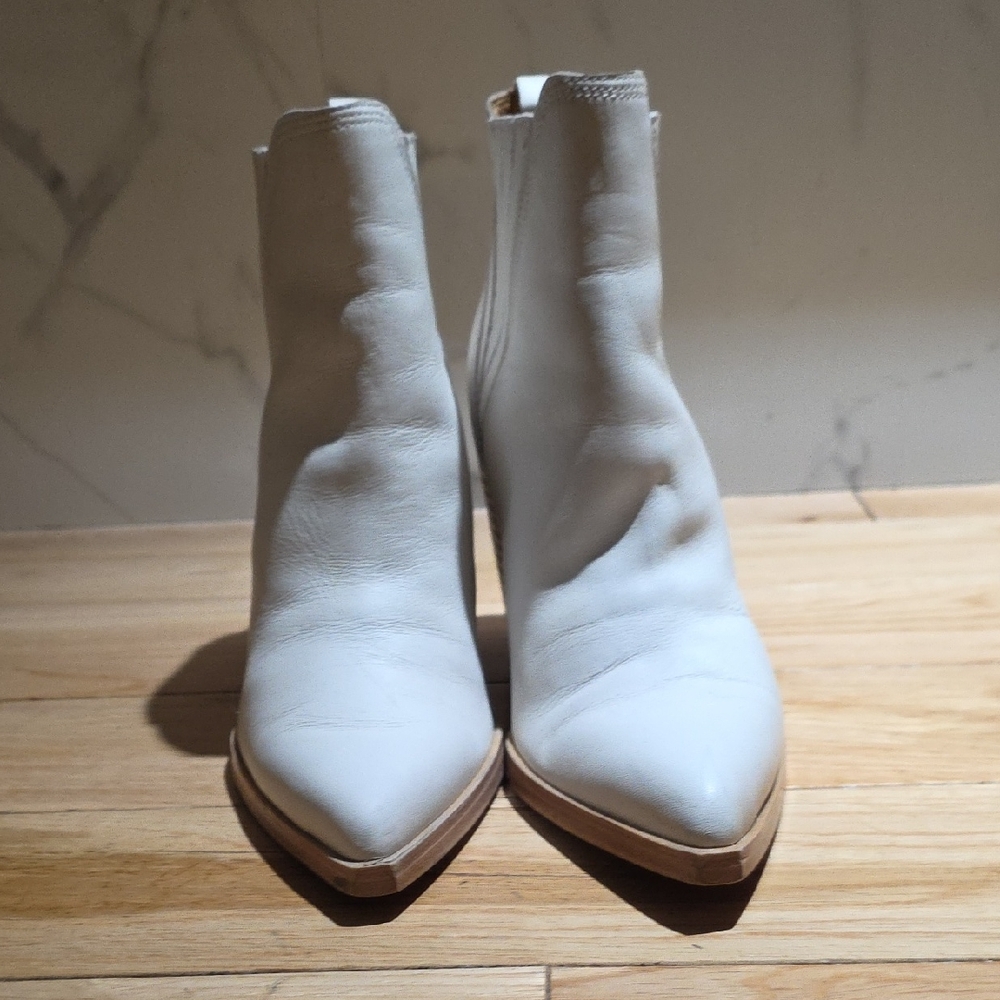 Marc Fisher White Leather Ankle Boots